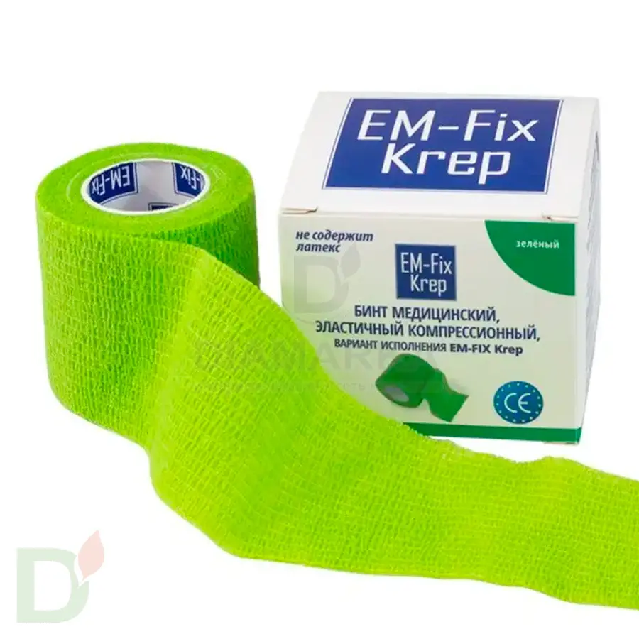 Бинт эластичный когезивный EM-fix krep Лайм, 5 см х 4,5 м