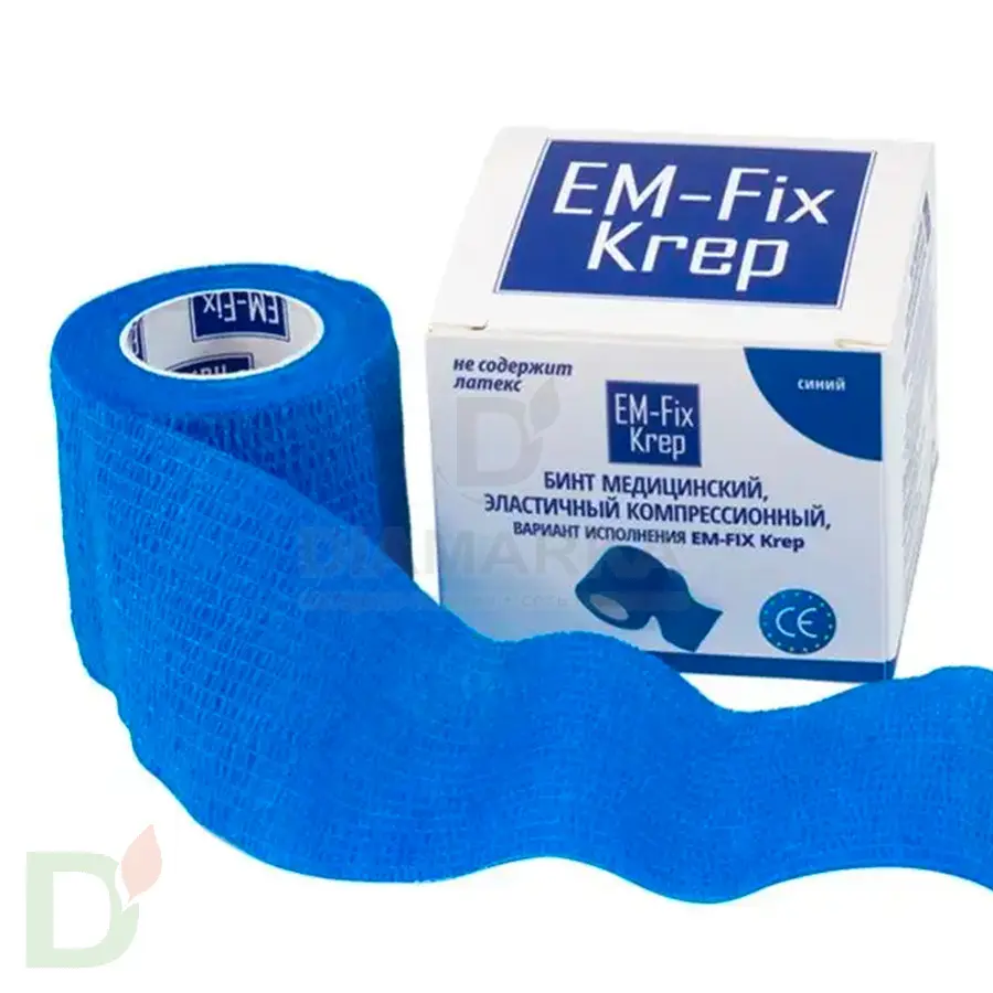 Бинт эластичный когезивный EM-fix krep Синий, 5 см х 4,5 м