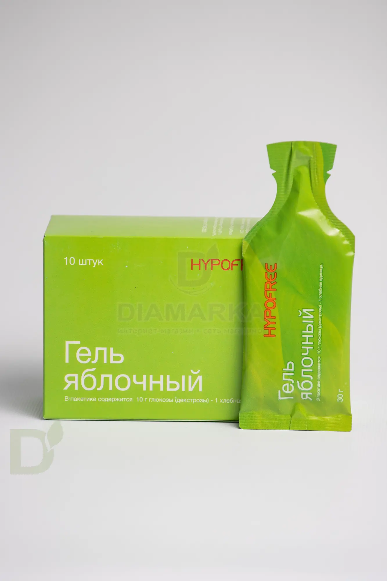 Гель HYPOFREE 1ХЕ Яблоко, мягкая упаковка, 10 саше по 30мл