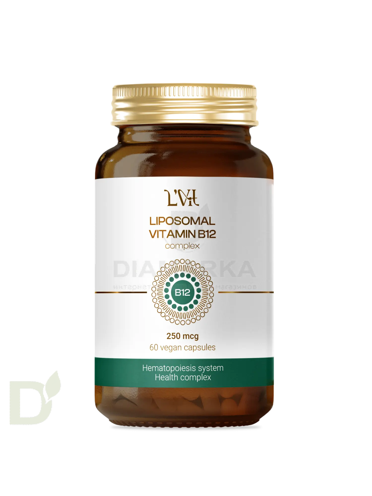Витамины L'Vit Liposomal Vitamin B12+B9 complex, 250+200 мг в 1 капсуле, 60 капс